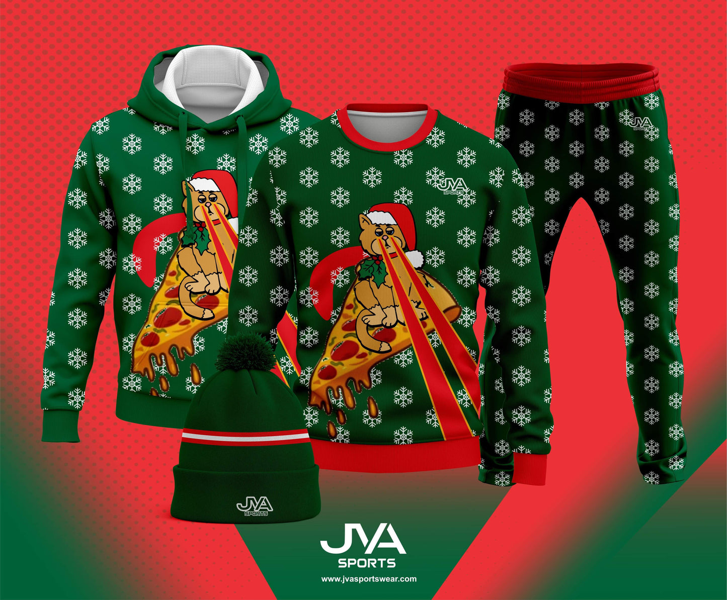 JVA Holiday Ugly Sweater laser Kitty